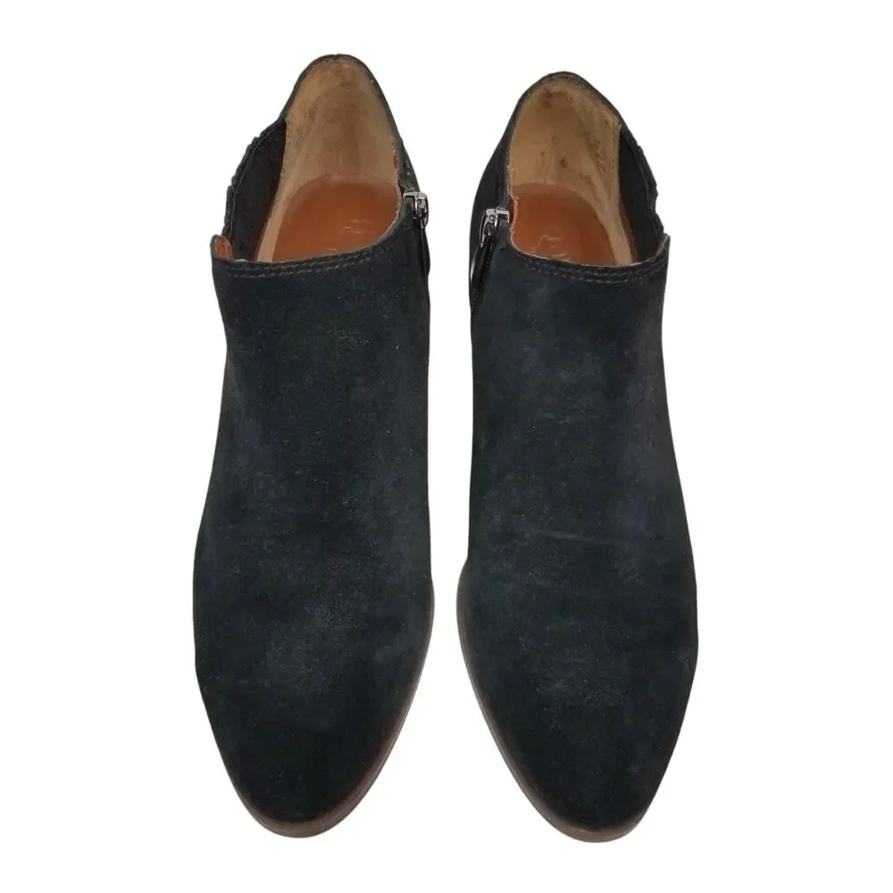 Franco Sarto Dylann Women's Black Suede Block Heel Ankle Bootie Boots Size 8.5
